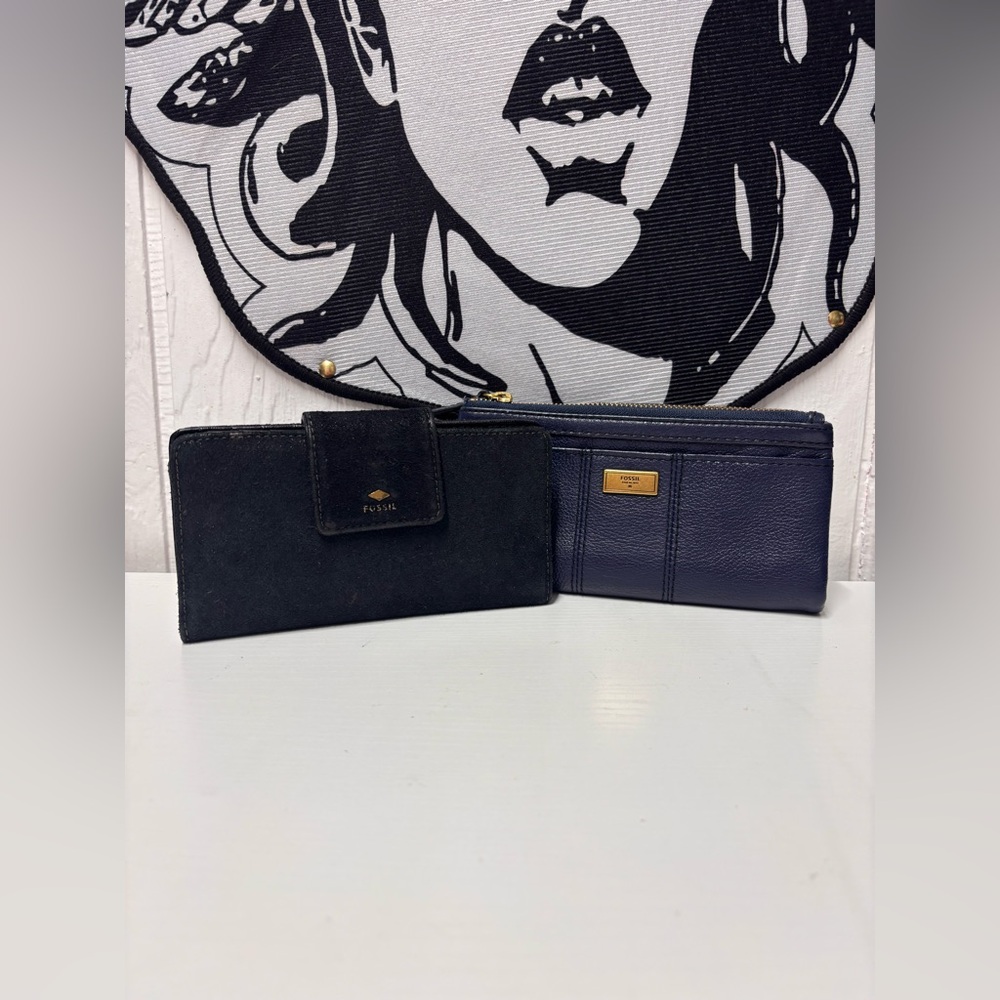 Fossil Black and Navy Women's Wallet bundle